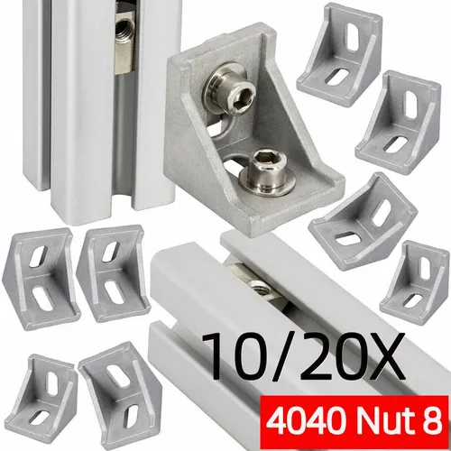 20x Eckwinkel 40x40 Nut 8 Aluminium Winkelverbinder - Metall- & Legierung-Platten, 10 Stück Winkelverbinder aus Aluminiumdruckguss für stabilen Halt, ideal für individuelle Konstruktionen.