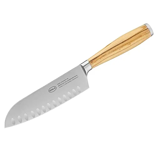 Rösle Santokumesser Artesano 16,5 cm - Hochwertiges Küchenmesser für Fleisch, Fisch und Gemüse - Brotmesser: Präzises Schneiden mit asiatischer Klinge, ergonomischer Olivenholzgriff für sicheren Halt und langlebige Schärfe - ideal für jede Küche!