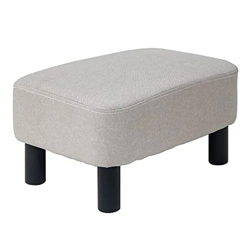 IBUYKE Hölzerner gepolsterter Fußschemel Osmanischer Hocker Hocker Niedriger Hocker Stoff Sofahocker Kleines modernes Wohnzimmer Rechteckiger Hocker mit gepolstertem Sitz, einfarbig RF-BD213
