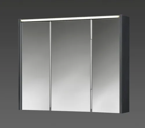 jokey Spiegelschrank Arbo 73 cm Breite grau - Spiegelschränke mit 3 Spiegeltüren, 2 variabel einsetzbaren Einlegeböden und LED-Beleuchtung für optimale Sicht. Ideal für Ihr modernes Badezimmer.