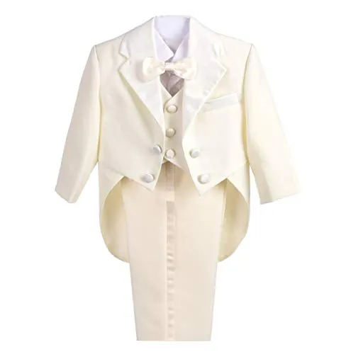 Lito Angels 5 Teiliges Anzüge & Sakkos Set für Baby Jungen, Gentleman Smoking Anzug Hochzeit, Elfenbein, Größe 12 Monate 80