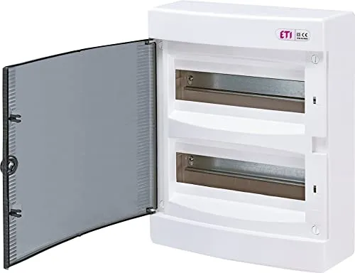 Sicherungskasten Aufputz IP40 Verteiler Kleinverteiler Stromverteiler Verteilerkasten Aufputzverteiler (2-reihig 24 Module, Transparente Tür)