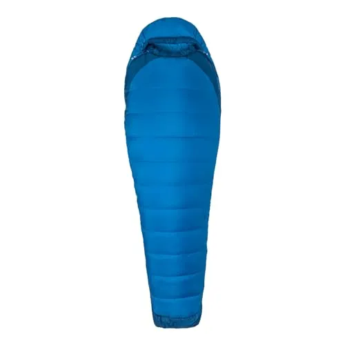 Marmot Trestles Elite Eco 20 Mumienschlafsack, blau, 203cm - Schlafsäcke, umweltfreundlich dank 100% recycelter Materialien und hervorragender HL-ElixR?Eco Micro-Synthetikisolierung für besten Schlafkomfort.