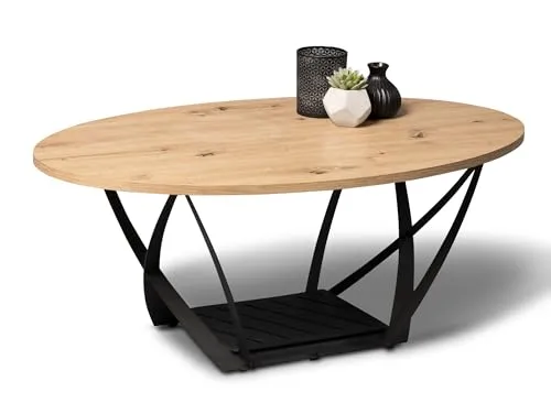 M2 Kollektion Mona Konsolentisch in Dekor Artisaneiche - Konsolentisch fürs Wohnzimmer, zeitlos elegant mit natürlicher Ausstrahlung durch die Tischplatte in Artisaneiche und stabilen Metallgestell.