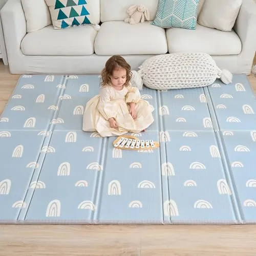 Krabbelmatte Baby Faltbar 150x180cm - Spiel- & Krabbeldecken, schadstofffrei aus XPE-Schaum für höchste Sicherheit. Ideal zum Krabbeln und Laufenlernen mit rutschfester Oberfläche und zwei Designs.