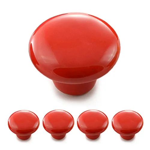 Ganzoo Möbelknöpfe 4er Set aus Porzellan/Keramik rot - Möbelgriff Türknauf Schrankgriff Schrankknopf Möbelknauf - Knauf & Griff in Vintage Shabby Landhaus Antik für Möbel Schublade Schrank by