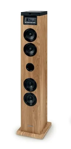 Thomson DS122CD Natural-Black Partybox - Standlautsprecher mit 60 Watt Musikleistung, Bluetooth, CD-Spieler und USB-Anschluss - ideal für jede Party oder gemütliche Abende zu Hause.