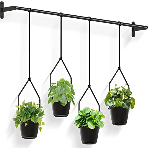 Produktbild Bomclap Hängeblumentopf, Blumenampel mit 4 Melamin Blumentopf, Wandvase für Wand-und Deckenanbrinung, Moderne Hängend Blumenampel