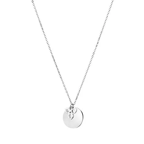 Tamaris Damen Halskette in Silber aus Edelstahl TJ-0019-N-45 - Ketten für Damen, elegante Halskette mit Plättchen- und Blütenanhänger aus hochwertigem Edelstahl, ideal als Geschenk in original Tamaris Verpackung