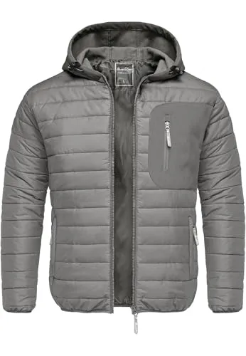 Amaci&Sons Steppjacke Hybrid Softshell Herren Outdoor Kapuzen Jacke 9111 Dunkelgrau 3XL