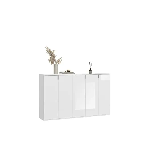 xonox.home Garderobenkombination Projekt X 3-teilig - Kommoden für Flur und Diele, elegantes Design in weißer Nachbildung und Hochglanz, schafft eine helle und moderne Atmosphäre.