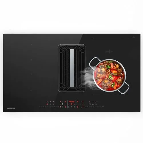 Klarstein AirJet Hybrid Down Air System - Induktionskochfeld mit integriertem Abzug, 600 m³/h, platzsparend und ideal für offene Wohnkonzepte – modernes Kochen neu definiert!