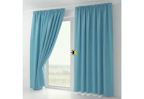 Beautex Verdunkelungsvorhang 2er Set - Himmelblau - Fertiggardinen, stark abdunkelnd mit Kräuselband, ideal für ein ruhiges Schlafambiente und optimaler Lichtschutz.