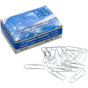 Alco Büroklammern 215, 26mm, silber, verzinkt, 100 Stück