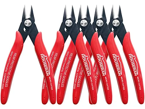 Kleine Drahtschneider, 5 Stück, 12.7 cm Micro 170 Flush Cutter, HOUSERAN Drahtschneider, federbelastete Schneidzange, Seitenschneider, Kabelbinder, Kunststoffdrahtschere