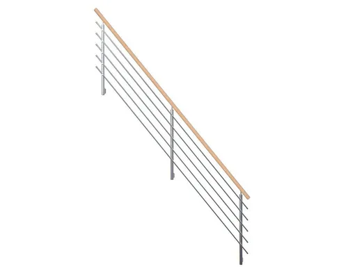 Starwood Treppengeländer Modell Kos für Stahltreppe-16 - Elegantes Treppengeländer aus Edelstahl und Holz, individuell montierbar. Ideal für Stahltreppen, bietet Sicherheit und modernes Design. Erhältlich in verschiedenen Farben und Längen.