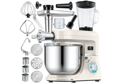 KESSER 3 in 1 Universal Küchenmaschine K-KM 3000 - 5,5L Schüssel, 1500 Watt Motor, multifunktional mit Fleischwolf und 3 Rührwerkzeugen