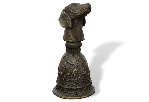 Aubaho Dekoobjekt Tischglocke Hund – Antike Bronze-Glocke - Elegante Tischglocke im Antik-Stil, kunstvoll gestaltet aus Bronze. Ideal für die stilvolle Dekoration und als einzigartiges Geschenk für Liebhaber von Kunst und Antiquitäten.
