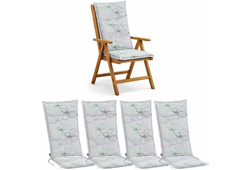 BURI Hochlehnerauflage, 4 St. - Gartenstuhlauflagen, 4-teilig, aus 100% Baumwolle und komfortablem Schaumkern für optimalen Sitzkomfort im Garten oder auf der Terrasse.
