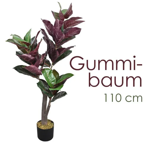 Kunstbaum Gummibaum 110 cm - Künstliche Pflanze von Decovego - Hochwertiger Kunstbaum für pflegeleichte Zimmerdekoration, ideal für Büro und Wohnbereich. Immer frisch und flexibel gestaltbar, perfekt für jede Umgebung.