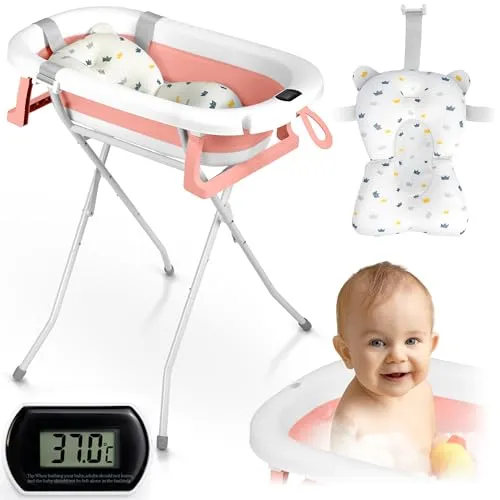Ricokids Faltbare Babybadewanne mit Gestell und Thermometer von Ricokids