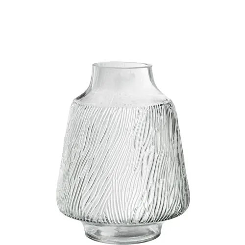 Tischvase aus geriffeltem Glas, transparent, 19 x 19 x 25 cm