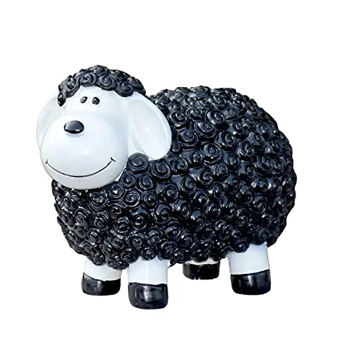 Geschenkestadl Gartenfigur Schaf wetterfest 23 cm hoch Tier Figur (Schwarz)