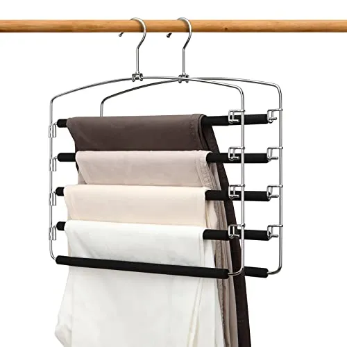 Stück Draht Kleiderbügel 4-lagig Mehrfach Hosenbügel Schrank Organizer Kleiderschrank Garderobe Hosenspanner Platzsparend rutschfest Antirutsch Stabil für HosenPlatzsparend (2PC) 2