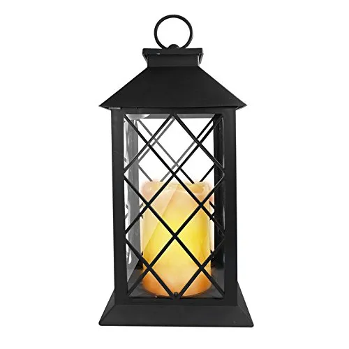 Eaxus® Laterne mit warmweißer LED Kerze. Garten & Wohnzimmer Deko Lampe mit Flammeneffekt
