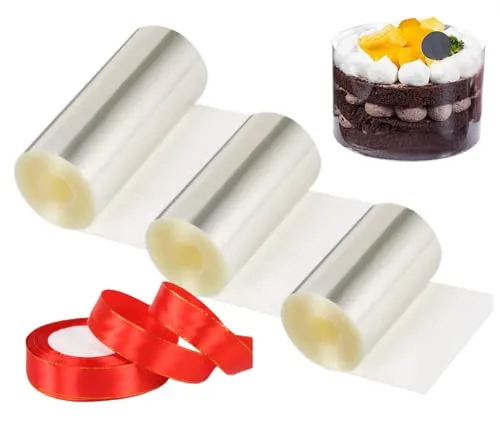Rollen Kuchenhalsbänder, Transparent Acetat Folie Kuchenkragen, für Tortendeko Schokolade Mousse Dessertringe, Kuchen verzieren (8 cm/10 cm/15 cm) 3