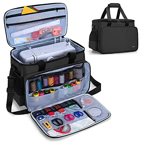 Luxja Nähmaschinentasche, Nähmaschine Tasche, Tasche für Nähmaschine und Extra Nähzubehör, Schwarz
