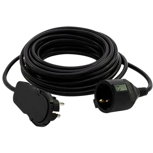 REV Smart, Flachstecker Verlängerung - Flachstecker 8mm, Verlängerungskabel 10m, max. 3680W, schwarz