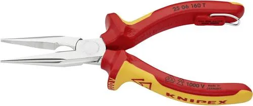 Knipex 25 06 160 T Flachrundzange - Zangen für Elektronik und Feinmechanik, aus hochwertigem Chrom-Vanadium Stahl, ideal für präzise Greif- und Schneidarbeiten.