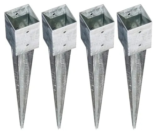 Tetzner & Jentzsch 4X Bodenhülse Einschlagbodenhülse 7x7x75cm Einschlaghülse Pfostenträger verzinkt