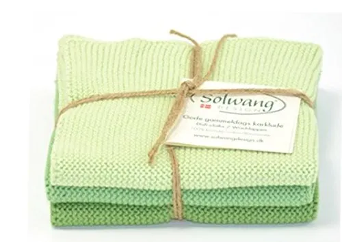 Solwang Putzlappen Staubig Pastell Grün Kombi gestrickt Wischlappen Baumwolle Wischtücher Edelstahl