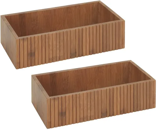WENKO Aufbewahrungsbox Modell Mera (Set, 2 St), Organizer aus geräuchertem Bambus für die Küche, Landhaus-Stil
