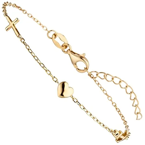 Jobo Damen-Armband Glaube Liebe Hoffnung aus 925 Sterling Silber goldfarben 19 cm