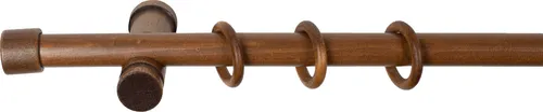 SN Deco - Stilgarnitur Gardinenstange Vorhangstange Cafiro, Holz, moderner Träger, 28 mm, 1-Lauf, Komplettset mit Ringen, Farbe Walnuss, 120 cm