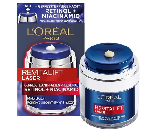 L'Oréal Paris RevitaLift Laser X3 Nachtpflege - Nachtcreme mit Retinol und Niacinamid für sichtbar reduzierte Falten und ein ebenmäßiges Hautbild in nur 14 Nächten. Ideal für strahlende, gepflegte Haut.