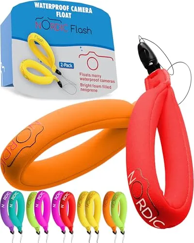 nordic flash Schwimmende Handschlaufe (2 Stück), Wasserdichtes Floating Strap, Schwimmende Handgelenkschlaufe Kompatibel mit Kamera, Handy, Schlüssel - Rot & Orange