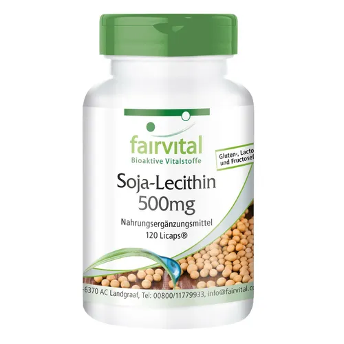 Soja-Lecithin 500 mg - 120 Flüssig-Kapseln, für starke Nerven, VEGAN | fairvital