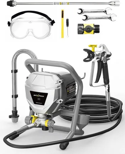 InoKraft M1/M3 Airless Farbspritzgerät mit Zubehör - Effizientes Farbsprühen ohne Verdünnung. Ideal für Innen- und Außenanstriche, Möbel und Wände. Inklusive Reinigungsset und Schutzbrille. Hohe Spritzdruckleistung für präzise Ergebnisse.
