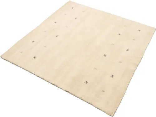 carpetfine Wollteppich Gabbeh Uni Quadratisch Weiß 150x150 cm - Teppiche - Moderner, langlebiger Wollteppich, ideal für Wohn- und Schlafzimmer, pflegeleicht und für Fußbodenheizung geeignet.