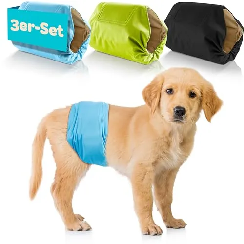 HUND IST KÖNIG Hundewindeln für Rüden - 3 STK Saugstark - Hundewindeln für Rüden, ideal bei Inkontinenz. Waschbar, umweltfreundlich und mit einem weichen, atmungsaktiven Innenfutter für optimalen Schutz.