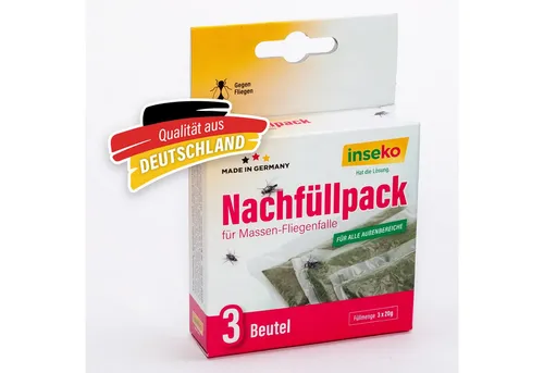 Inseko Insektenfalle 1 x inseko Nachfüllpack für Massen-Fliegenfalle I 3 Beutel, für alle Außenbereiche