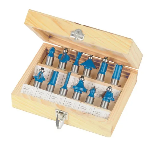 Silverline 763555 1/2-Zoll-Hartmetall-Fräser Set, 12-tlg. - Hochwertiger Hartmetall-Fräser für präzise Schnitte, ideal für Handwerker und Profis. Stabile Stahlschäfte sorgen für Langlebigkeit und beste Ergebnisse.
