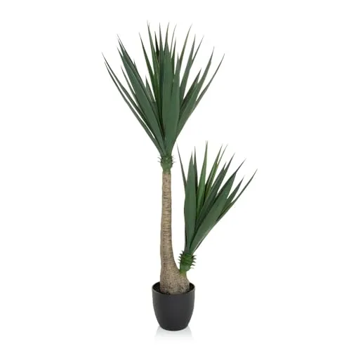 hjh OFFICE Kunstpflanze Yucca Palme 135 cm - Pflegeleichte Zimmerpflanze - Künstliche Yucca Palme mit 135 cm Höhe, ideal für drinnen und geschützte Außenbereiche; Pflegeleicht und langlebig, perfekt für jedes Zuhause.