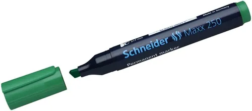 SCHNEIDER Permanentmarker Maxx 250 Keilspitze 2-7mm grün - Permanent-Marker für fast alle Oberflächen, geruchsarm und schnelltrocknend. Ideal für kreative Projekte, wisch- und wasserfest mit nachfüllbarem Aluminiumschaft.