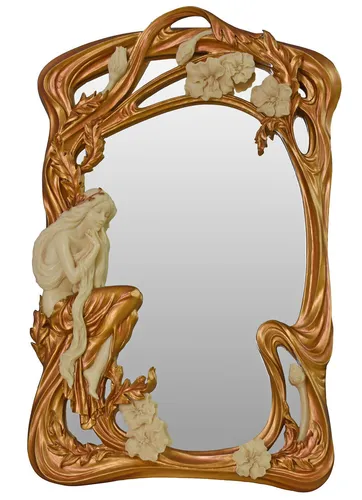 SPIEGEL JUGENDSTIL Frau Tischspiegel Elfe  Antik Kosmetikspiegel Veronese design