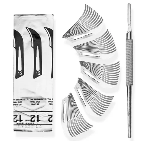 May Cuttermesser Set - 50 Stück Skalpellklingen Figur 12 - Ersatzklingen einzeln steril
